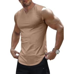 image:imageJMIERR Mens Ribbed Tank Tops Knit Sleeveless Workout T Shirt Muscle Gym Fitness TeeCamel