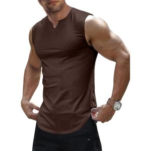 image:imageJMIERR Mens Ribbed Tank Tops Knit Sleeveless Workout T Shirt Muscle Gym Fitness TeeChicory Coffee