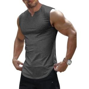 image:imageJMIERR Mens Ribbed Tank Tops Knit Sleeveless Workout T Shirt Muscle Gym Fitness TeeDark Grey