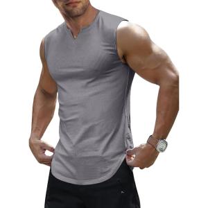 image:imageJMIERR Mens Ribbed Tank Tops Knit Sleeveless Workout T Shirt Muscle Gym Fitness TeeLight Grey