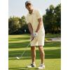 image:imageJMIEER Mens Waffle Knit Two Piece Outfit Casual Tracksuit Short Sleeve Golf Polo Shirts and Shorts Set for Summer VacationApricot