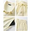 image:imageJMIEER Mens Waffle Knit Two Piece Outfit Casual Tracksuit Short Sleeve Golf Polo Shirts and Shorts Set for Summer VacationApricot