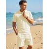 image:imageJMIEER Mens Waffle Knit Two Piece Outfit Casual Tracksuit Short Sleeve Golf Polo Shirts and Shorts Set for Summer VacationApricot