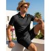 image:imageJMIEER Mens Waffle Knit Two Piece Outfit Casual Tracksuit Short Sleeve Golf Polo Shirts and Shorts Set for Summer VacationBlack