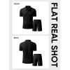 image:imageJMIEER Mens Waffle Knit Two Piece Outfit Casual Tracksuit Short Sleeve Golf Polo Shirts and Shorts Set for Summer VacationBlack