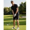 image:imageJMIEER Mens Waffle Knit Two Piece Outfit Casual Tracksuit Short Sleeve Golf Polo Shirts and Shorts Set for Summer VacationBlack
