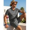 image:imageJMIEER Mens Waffle Knit Two Piece Outfit Casual Tracksuit Short Sleeve Golf Polo Shirts and Shorts Set for Summer VacationDark Grey
