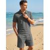 image:imageJMIEER Mens Waffle Knit Two Piece Outfit Casual Tracksuit Short Sleeve Golf Polo Shirts and Shorts Set for Summer VacationDark Grey