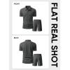 image:imageJMIEER Mens Waffle Knit Two Piece Outfit Casual Tracksuit Short Sleeve Golf Polo Shirts and Shorts Set for Summer VacationDark Grey
