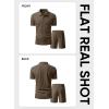 image:imageJMIEER Mens Waffle Knit Two Piece Outfit Casual Tracksuit Short Sleeve Golf Polo Shirts and Shorts Set for Summer VacationDark Khaki