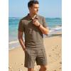 image:imageJMIEER Mens Waffle Knit Two Piece Outfit Casual Tracksuit Short Sleeve Golf Polo Shirts and Shorts Set for Summer VacationDark Khaki