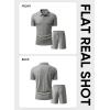 image:imageJMIEER Mens Waffle Knit Two Piece Outfit Casual Tracksuit Short Sleeve Golf Polo Shirts and Shorts Set for Summer VacationGray