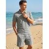 image:imageJMIEER Mens Waffle Knit Two Piece Outfit Casual Tracksuit Short Sleeve Golf Polo Shirts and Shorts Set for Summer VacationGray