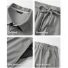 image:imageJMIEER Mens Waffle Knit Two Piece Outfit Casual Tracksuit Short Sleeve Golf Polo Shirts and Shorts Set for Summer VacationGray