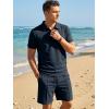 image:imageJMIEER Mens Waffle Knit Two Piece Outfit Casual Tracksuit Short Sleeve Golf Polo Shirts and Shorts Set for Summer VacationNavy Blue