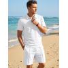 image:imageJMIEER Mens Waffle Knit Two Piece Outfit Casual Tracksuit Short Sleeve Golf Polo Shirts and Shorts Set for Summer VacationWhite