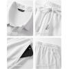 image:imageJMIEER Mens Waffle Knit Two Piece Outfit Casual Tracksuit Short Sleeve Golf Polo Shirts and Shorts Set for Summer VacationWhite