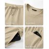 image:imageJMIERR Men Fashion 2 Piece Set Casual Muscle Tank Baggy Pants Stretch Textured Beach Street HipHop Sleeveless ShirtsBeige