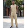 image:imageJMIERR Men Fashion 2 Piece Set Casual Muscle Tank Baggy Pants Stretch Textured Beach Street HipHop Sleeveless ShirtsBeige