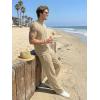 image:imageJMIERR Men Fashion 2 Piece Set Casual Muscle Tank Baggy Pants Stretch Textured Beach Street HipHop Sleeveless ShirtsBeige