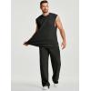 image:imageJMIERR Men Fashion 2 Piece Set Casual Muscle Tank Baggy Pants Stretch Textured Beach Street HipHop Sleeveless ShirtsBlack