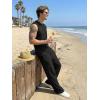 image:imageJMIERR Men Fashion 2 Piece Set Casual Muscle Tank Baggy Pants Stretch Textured Beach Street HipHop Sleeveless ShirtsBlack