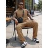 image:imageJMIERR Men Fashion 2 Piece Set Casual Muscle Tank Baggy Pants Stretch Textured Beach Street HipHop Sleeveless ShirtsDark Khaki