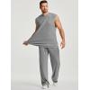 image:imageJMIERR Men Fashion 2 Piece Set Casual Muscle Tank Baggy Pants Stretch Textured Beach Street HipHop Sleeveless ShirtsLight Grey