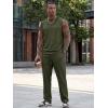 image:imageJMIERR Men Fashion 2 Piece Set Casual Muscle Tank Baggy Pants Stretch Textured Beach Street HipHop Sleeveless ShirtsMoss Green