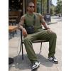 image:imageJMIERR Men Fashion 2 Piece Set Casual Muscle Tank Baggy Pants Stretch Textured Beach Street HipHop Sleeveless ShirtsMoss Green