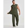 image:imageJMIERR Men Fashion 2 Piece Set Casual Muscle Tank Baggy Pants Stretch Textured Beach Street HipHop Sleeveless ShirtsMoss Green