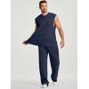image:imageJMIERR Men Fashion 2 Piece Set Casual Muscle Tank Baggy Pants Stretch Textured Beach Street HipHop Sleeveless ShirtsNavy Blue