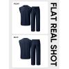 image:imageJMIERR Men Fashion 2 Piece Set Casual Muscle Tank Baggy Pants Stretch Textured Beach Street HipHop Sleeveless ShirtsNavy Blue