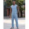image:imageJMIERR Men Fashion 2 Piece Set Casual Muscle Tank Baggy Pants Stretch Textured Beach Street HipHop Sleeveless ShirtsSky Blue