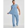 image:imageJMIERR Men Fashion 2 Piece Set Casual Muscle Tank Baggy Pants Stretch Textured Beach Street HipHop Sleeveless ShirtsSky Blue