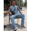 image:imageJMIERR Men Fashion 2 Piece Set Casual Muscle Tank Baggy Pants Stretch Textured Beach Street HipHop Sleeveless ShirtsSky Blue