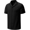 image:imageJMIERR Men Texture 2 Piece Outfit Short Sleeve Lightweight Beach Button Down Shirt Casual Pant Sets with Pocket0 Black