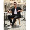 image:imageJMIERR Men Texture 2 Piece Outfit Short Sleeve Lightweight Beach Button Down Shirt Casual Pant Sets with Pocket0 Black