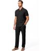 image:imageJMIERR Men Texture 2 Piece Outfit Short Sleeve Lightweight Beach Button Down Shirt Casual Pant Sets with Pocket0 Black