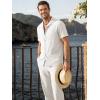 image:imageJMIERR Men Texture 2 Piece Outfit Short Sleeve Lightweight Beach Button Down Shirt Casual Pant Sets with Pocket0 White