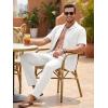 image:imageJMIERR Men Texture 2 Piece Outfit Short Sleeve Lightweight Beach Button Down Shirt Casual Pant Sets with Pocket0 White