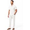 image:imageJMIERR Men Texture 2 Piece Outfit Short Sleeve Lightweight Beach Button Down Shirt Casual Pant Sets with Pocket0 White
