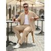image:imageJMIERR Men Texture 2 Piece Outfit Short Sleeve Lightweight Beach Button Down Shirt Casual Pant Sets with PocketA Beige