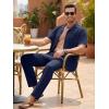 image:imageJMIERR Men Texture 2 Piece Outfit Short Sleeve Lightweight Beach Button Down Shirt Casual Pant Sets with PocketA Blue