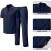 image:imageJMIERR Men Texture 2 Piece Outfit Short Sleeve Lightweight Beach Button Down Shirt Casual Pant Sets with PocketA Blue