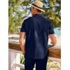 image:imageJMIERR Men Texture 2 Piece Outfit Short Sleeve Lightweight Beach Button Down Shirt Casual Pant Sets with PocketA Blue