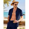image:imageJMIERR Men Texture 2 Piece Outfit Short Sleeve Lightweight Beach Button Down Shirt Casual Pant Sets with PocketA Blue