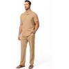 image:imageJMIERR Men Texture 2 Piece Outfit Short Sleeve Lightweight Beach Button Down Shirt Casual Pant Sets with PocketA Khaki