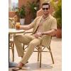 image:imageJMIERR Men Texture 2 Piece Outfit Short Sleeve Lightweight Beach Button Down Shirt Casual Pant Sets with PocketA Khaki