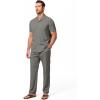image:imageJMIERR Men Texture 2 Piece Outfit Short Sleeve Lightweight Beach Button Down Shirt Casual Pant Sets with PocketB Grey